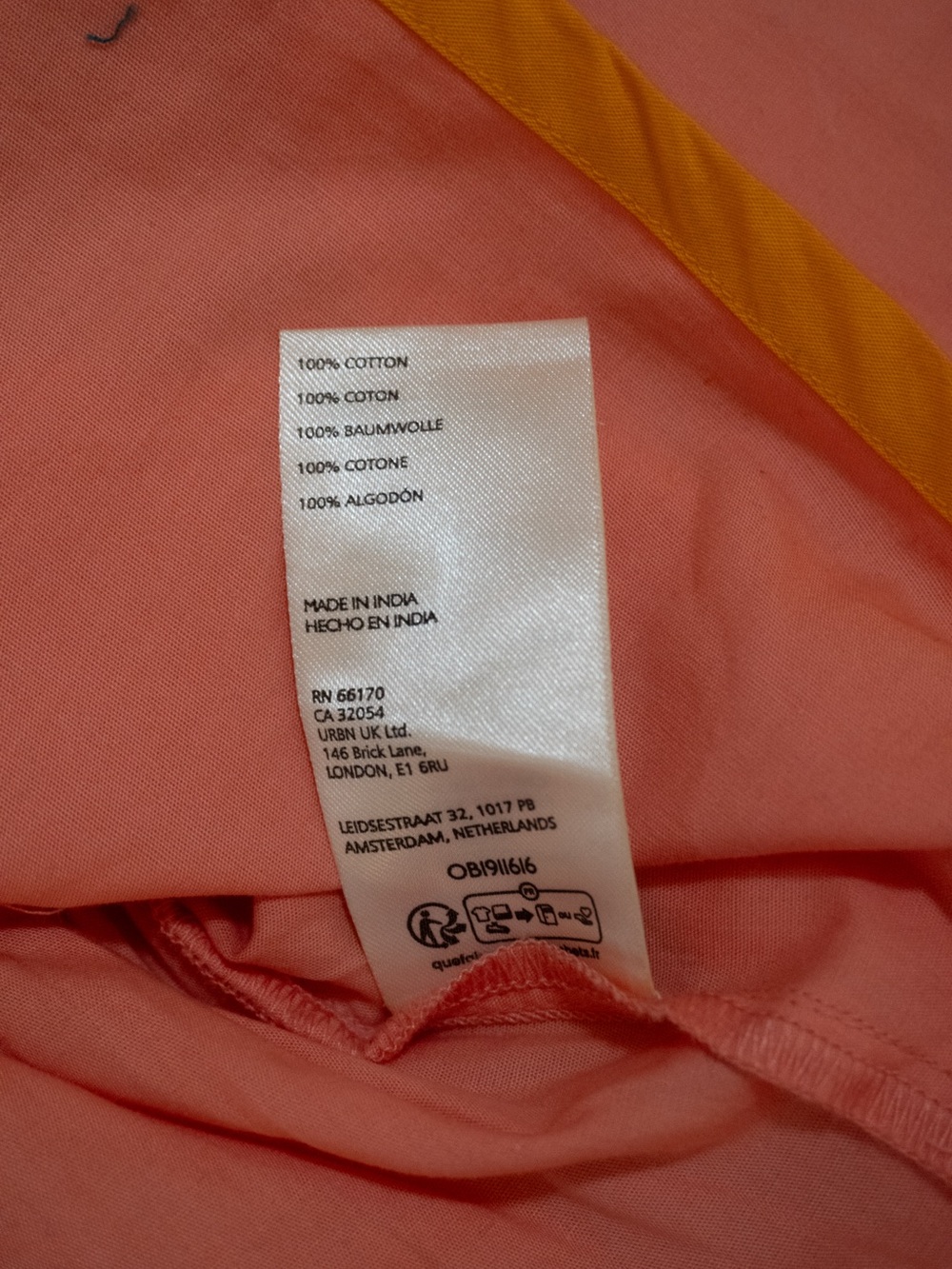 Anthropologie Pink Ruffle Off-Shoulder Crop Top with Orange Trim - Picture 5 of 5
